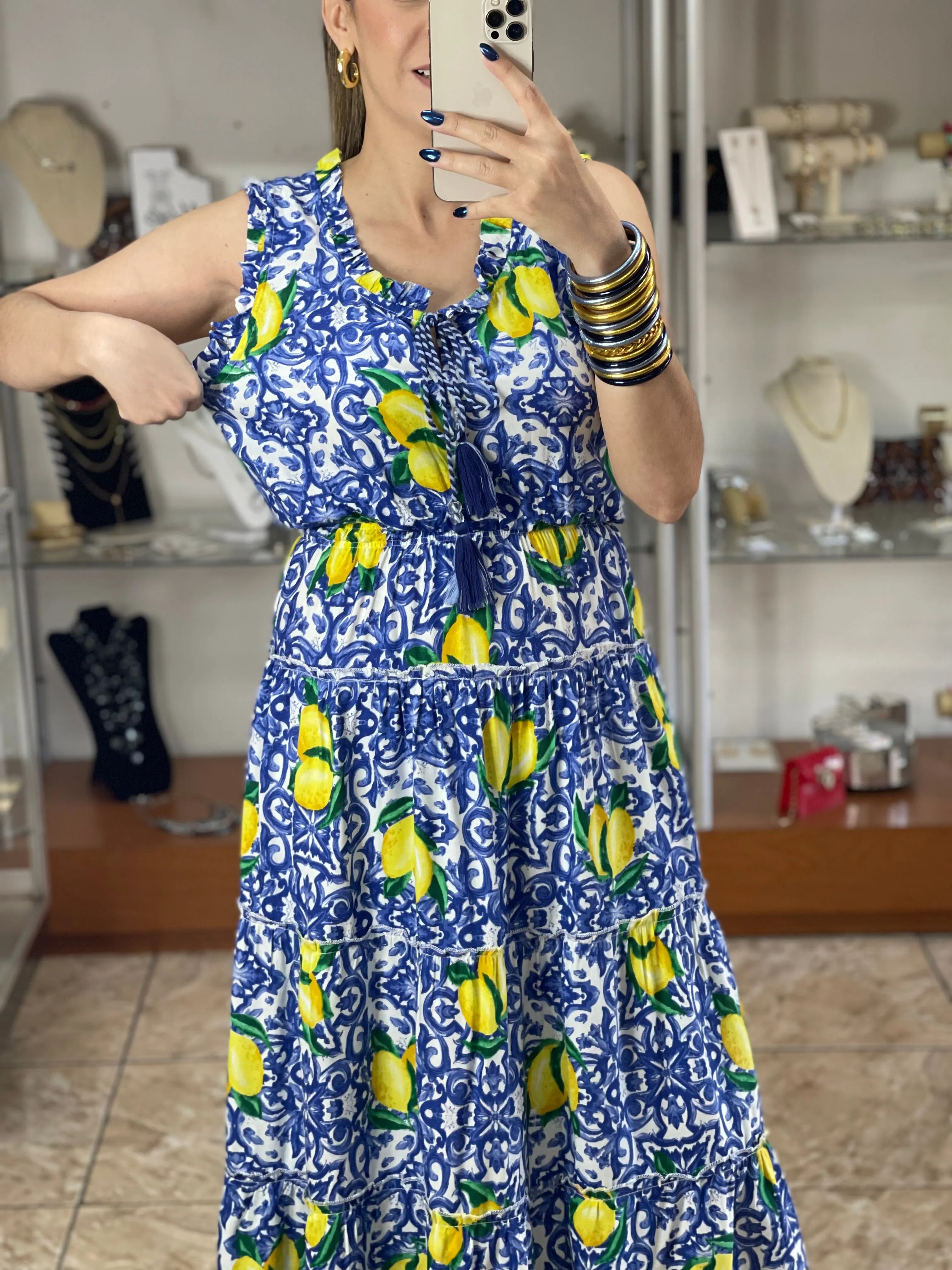 Mosaic Lemons Maxi Dress