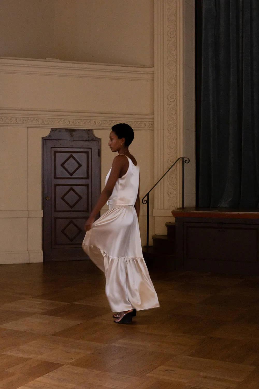 Odette Silk Charmeuse Gown in Alabaster