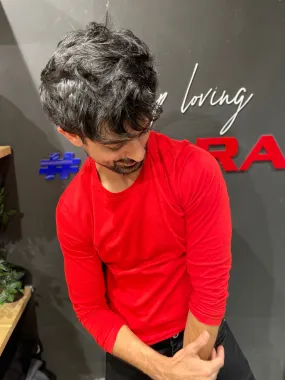 Red Basic Cotton Full Sleeves Tshirt