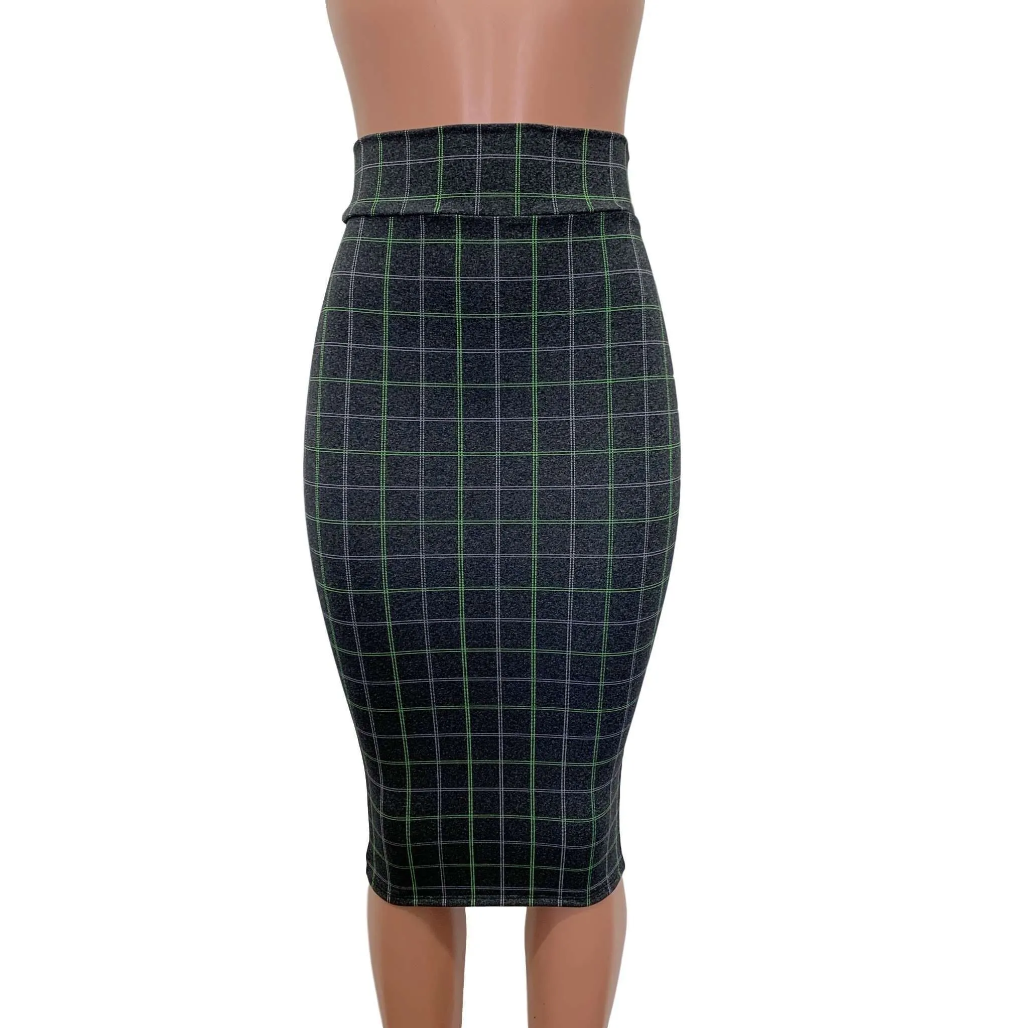 SALE - Long Pencil Skirt - Soft Gray Plaid - Bodycon Skirt - Midi Skirt