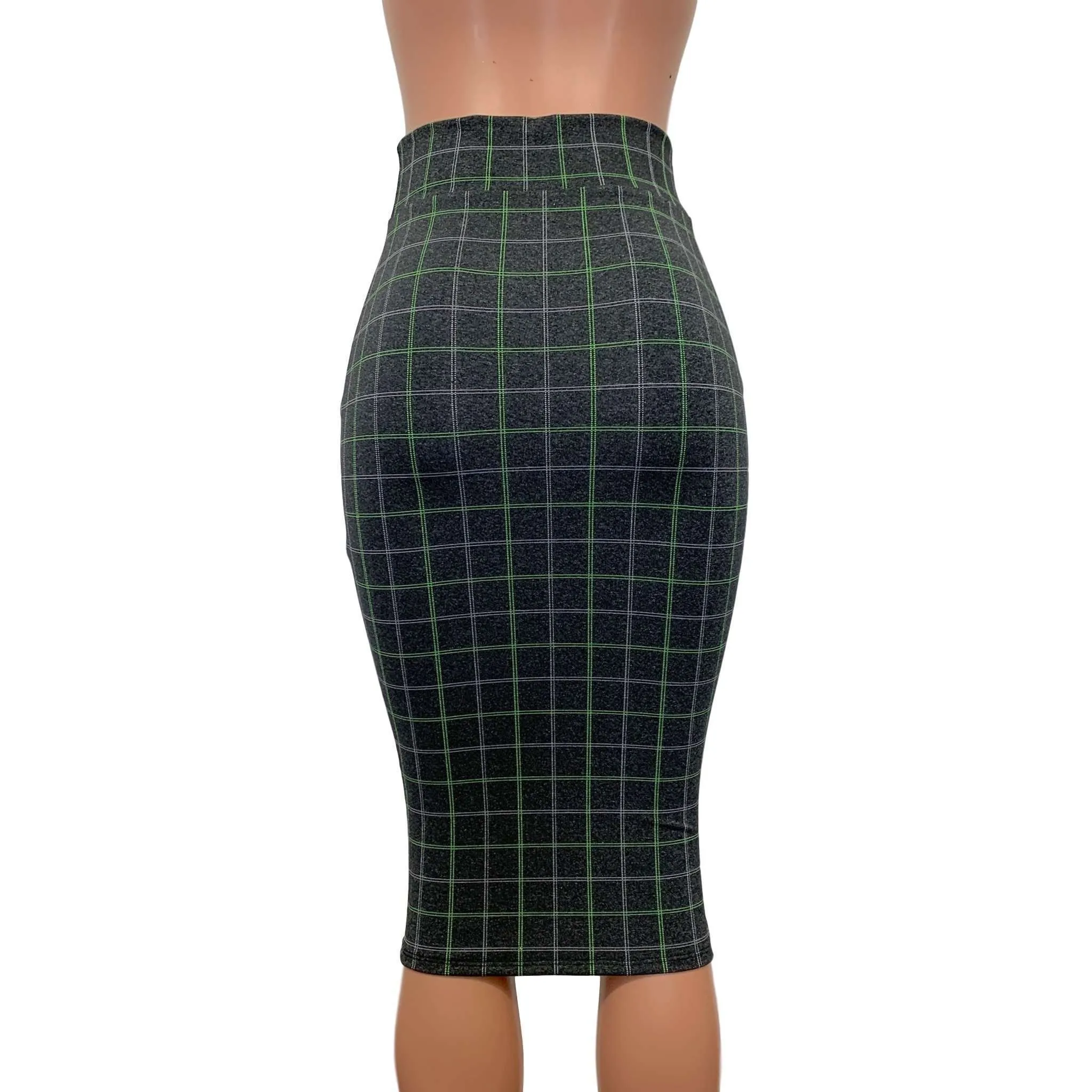SALE - Long Pencil Skirt - Soft Gray Plaid - Bodycon Skirt - Midi Skirt