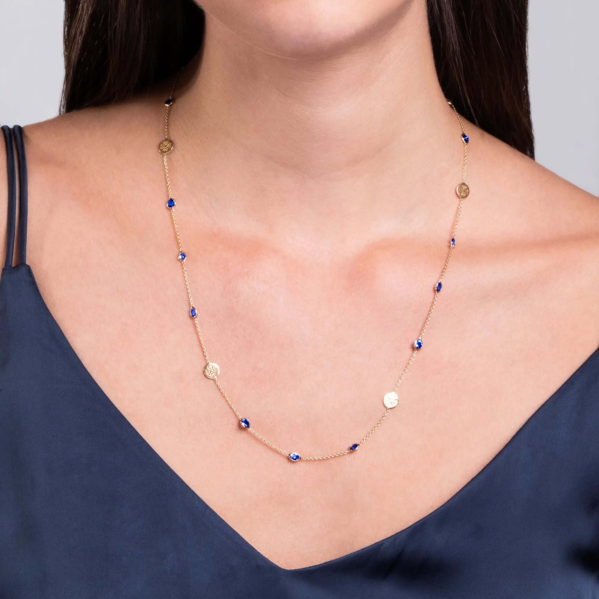 Signature Gem Necklace, Blue Sapphire, Mid-Length