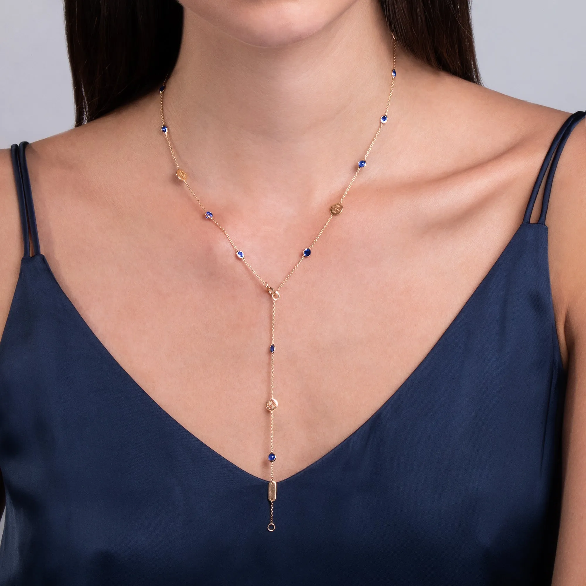 Signature Gem Necklace, Blue Sapphire, Mid-Length