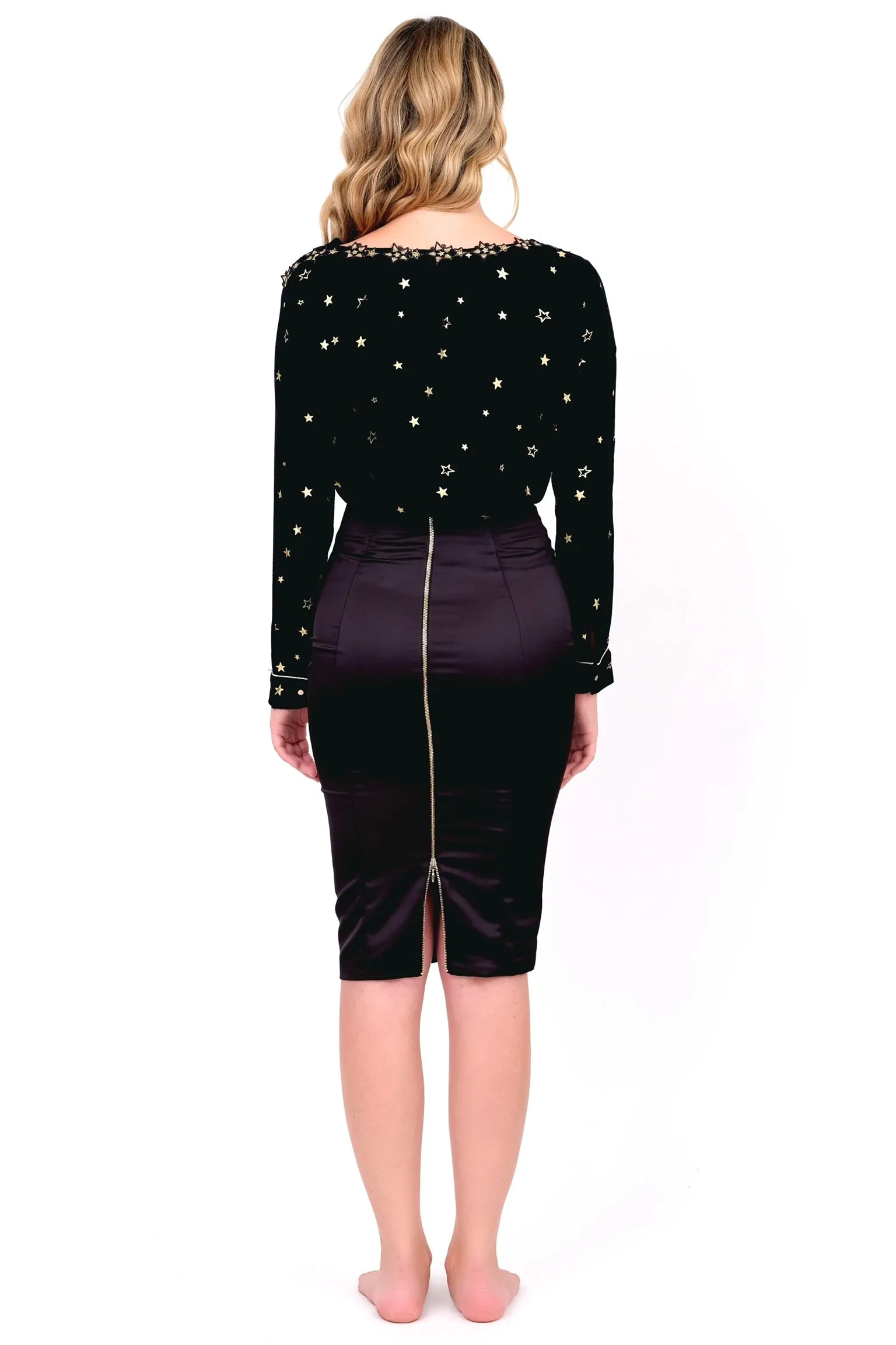 Silky Mid-Length Skirt in Black