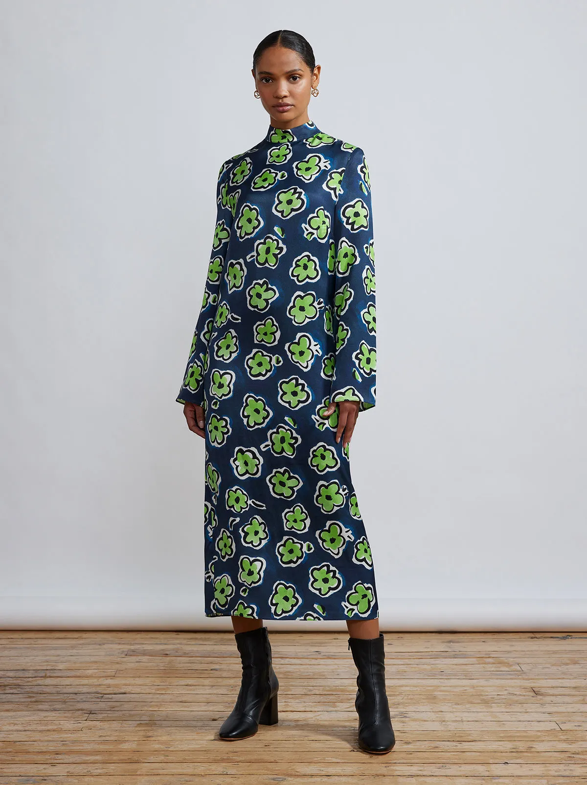 Stella Blue Painted Floral Midi Dress