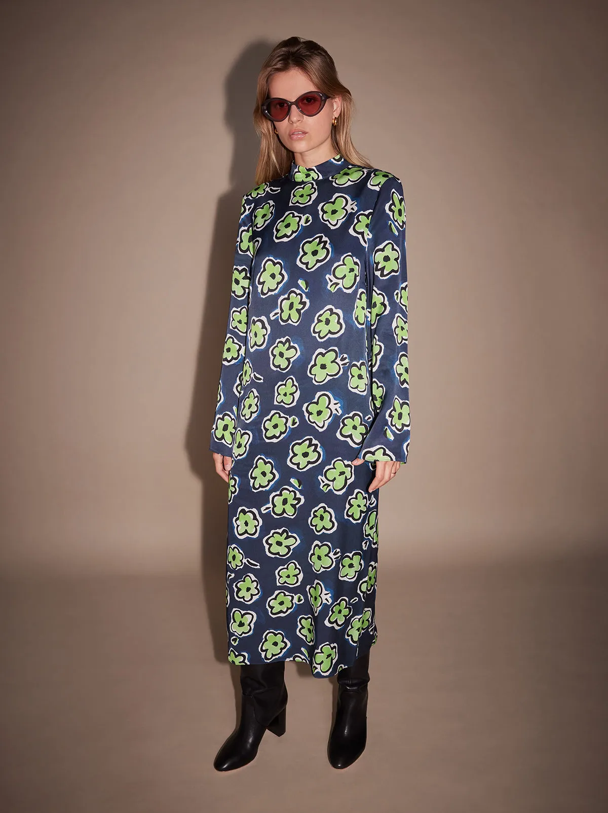 Stella Blue Painted Floral Midi Dress
