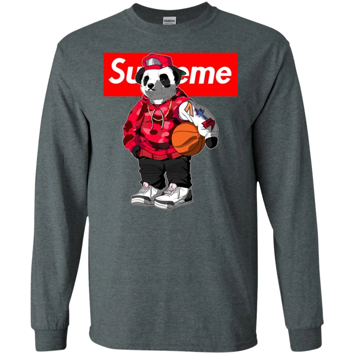 Supreme Bear Basketball T-shirt Men Long Sleeve Shirt