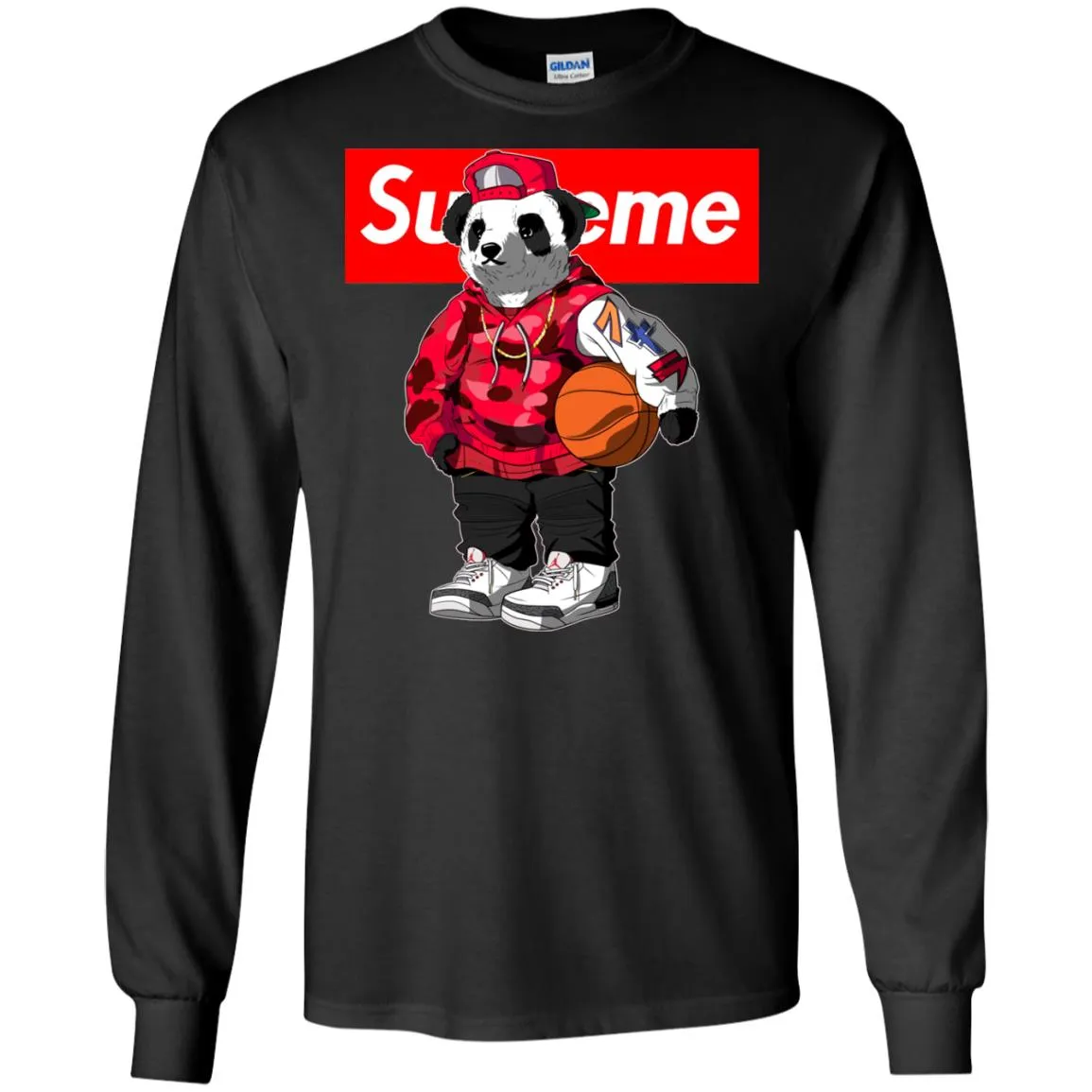 Supreme Bear Basketball T-shirt Men Long Sleeve Shirt