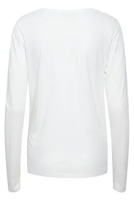 WHITE LONG SLEEVE V NECK T SHIRT