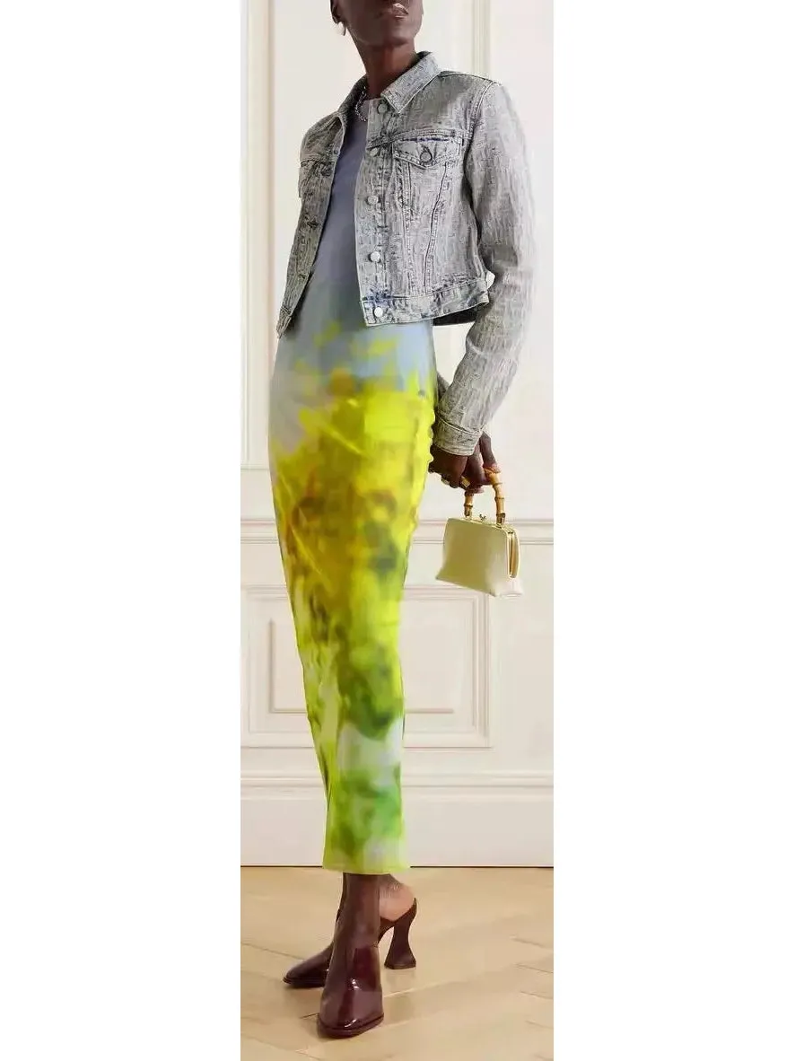 Women’s Column Dress In Blurred Print