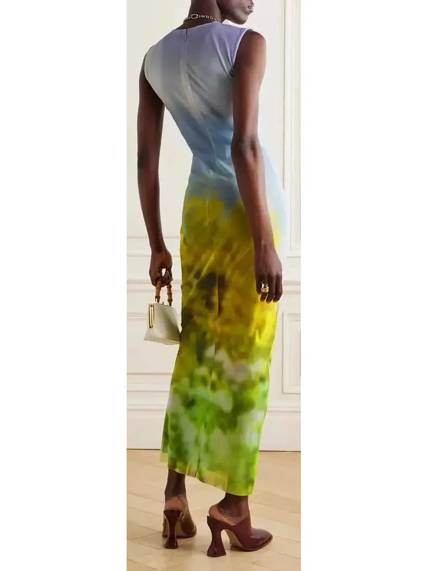 Women’s Column Dress In Blurred Print