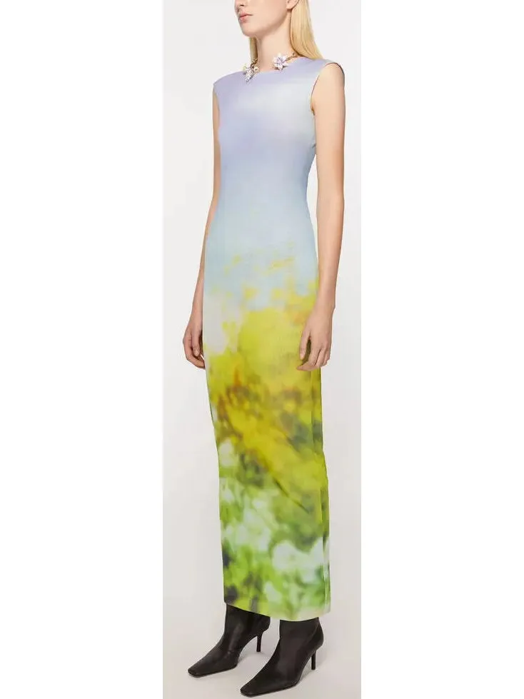 Women’s Column Dress In Blurred Print