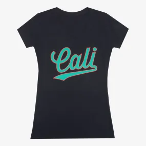 Women's V-Neck Cursive Cali T-Shirt