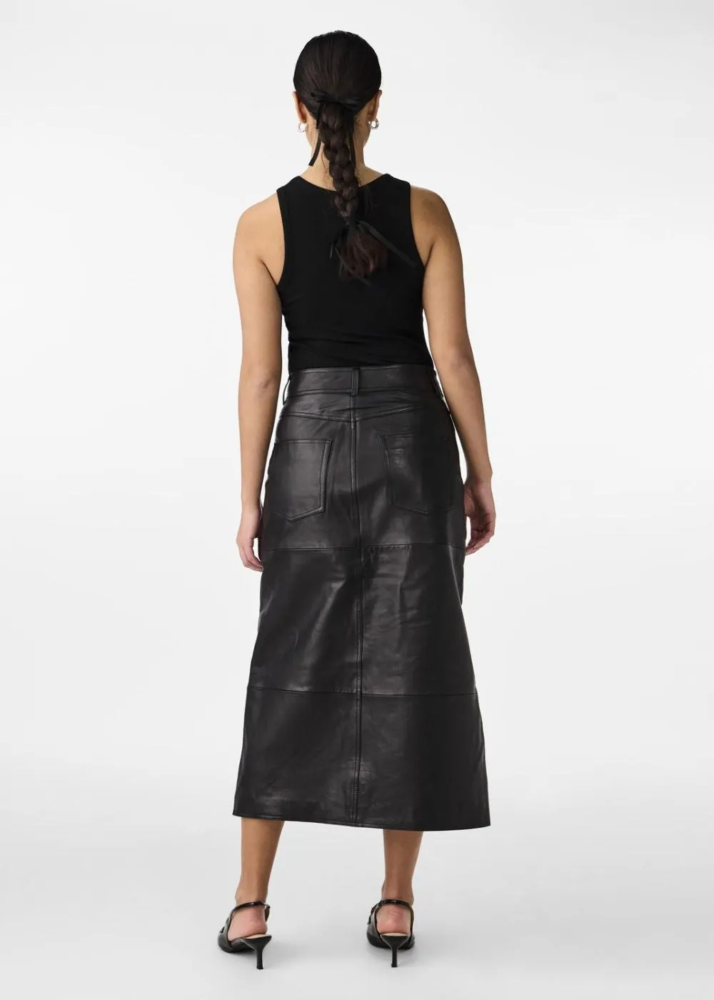 YASMINA HMW LEATHER LONG SKIRT NOOS